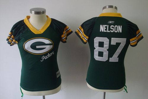 Packers #87 Jordy Nelson Green 2011 Women's Field Flirt Stitched NFL Jersey - Click Image to Close